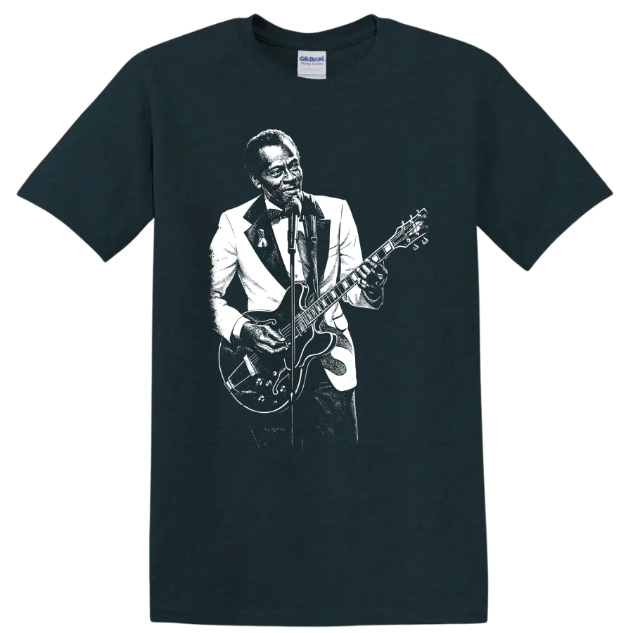 Chuck Berry Rock Legends Silhouette T Shirt - Midnight (Green)