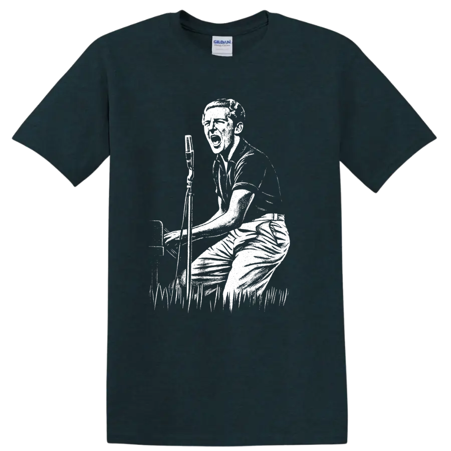 Jerry Lee Lewis Piano Rock Legend T Shirt Vintage Musician Concert Graphic Tee - Midnight (Green)