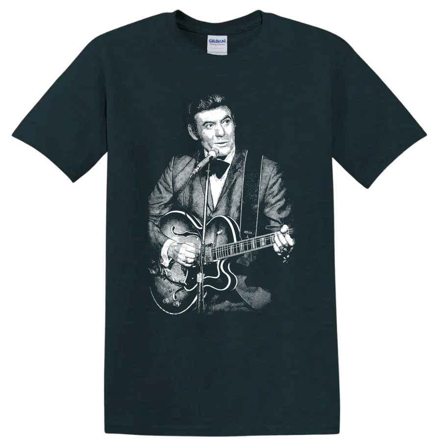 Carl Perkins Rock Legends Portrait T Shirt for Classic Rock Fans - Midnight (Green)