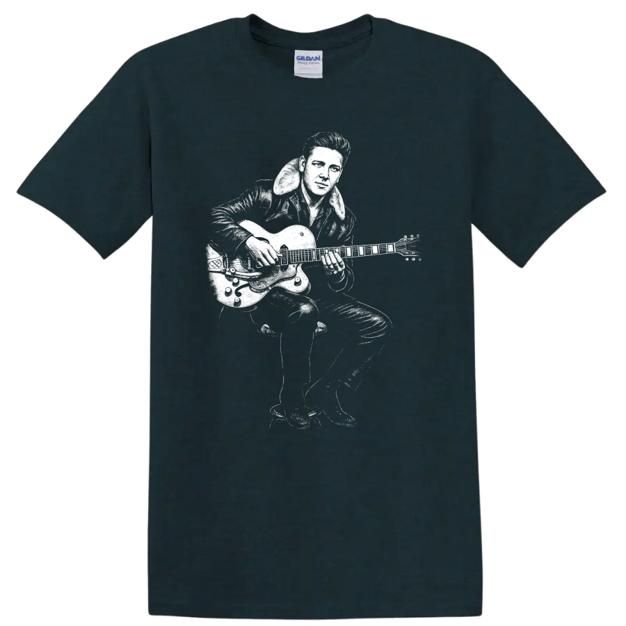 Elvis Presley King of Rock and Roll Tribute T Shirt Classic Rock Legend - Midnight (Green)
