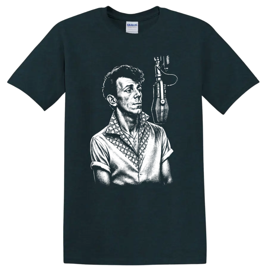 Gene Vincent Rock Legends Silhouette Vintage Music T Shirt - Midnight (Green)