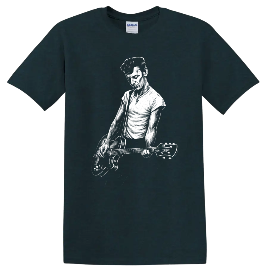 Rock Legends White Silhouette Graphic T Shirt for Music Fans - Midnight (Green)