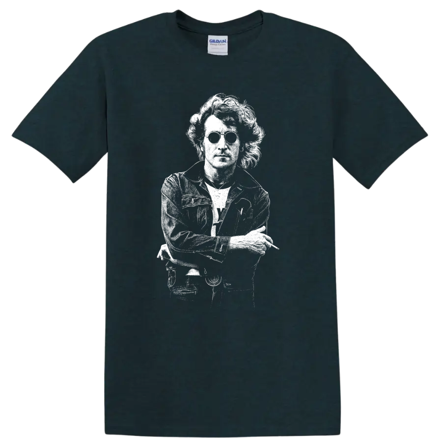 John Lennon The Beatles Rock Legends Portrait T Shirt - Midnight (Green)