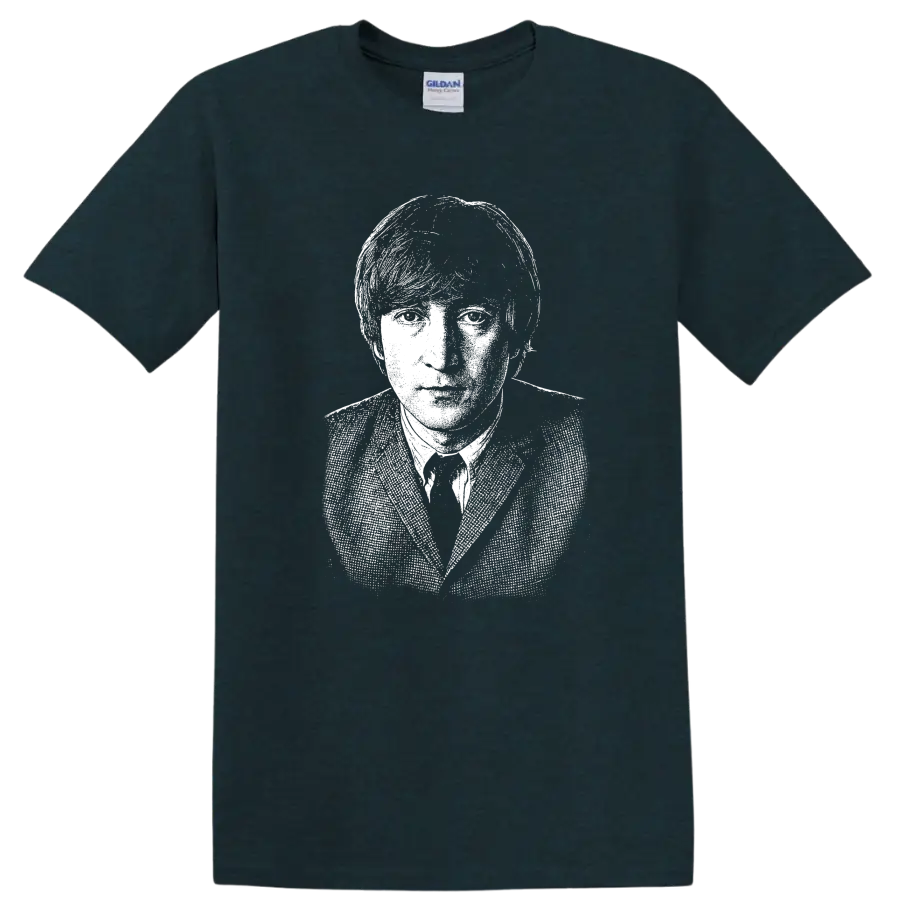John Lennon The Beatles Rock Legends Portrait T Shirt - Midnight (Green)