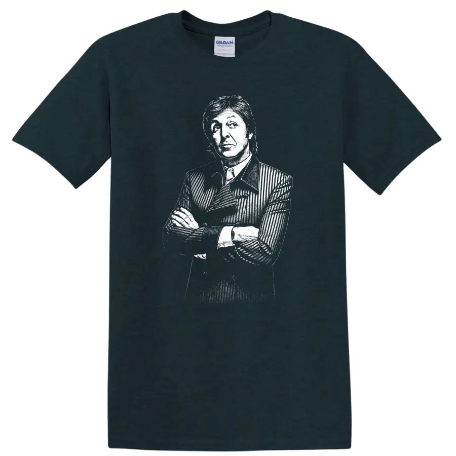 Paul McCartney The Beatles Rock Legends Silhouette T Shirt - Midnight (Green)