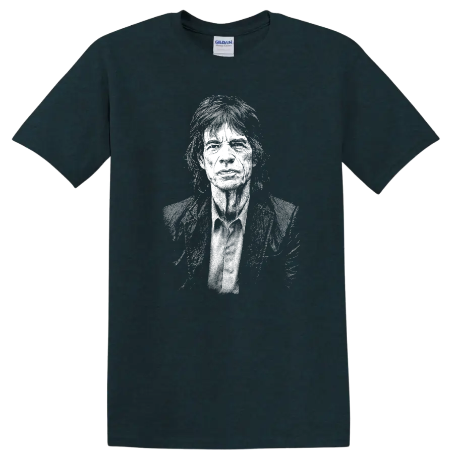 Mick Jagger The Rolling Stones Rock Legends Portrait T Shirt - Midnight (Green)