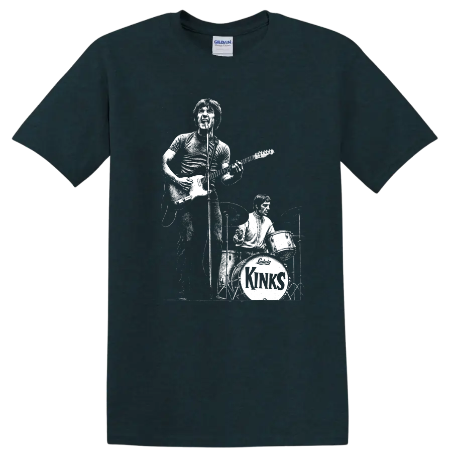 The Kinks Rock Legends Vintage Band Portrait T Shirt - Midnight (Green)