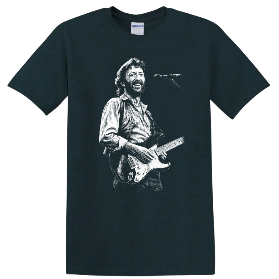 Eric Clapton Rock Legends Guitar Silhouette Unisex T Shirt - Midnight (Green)