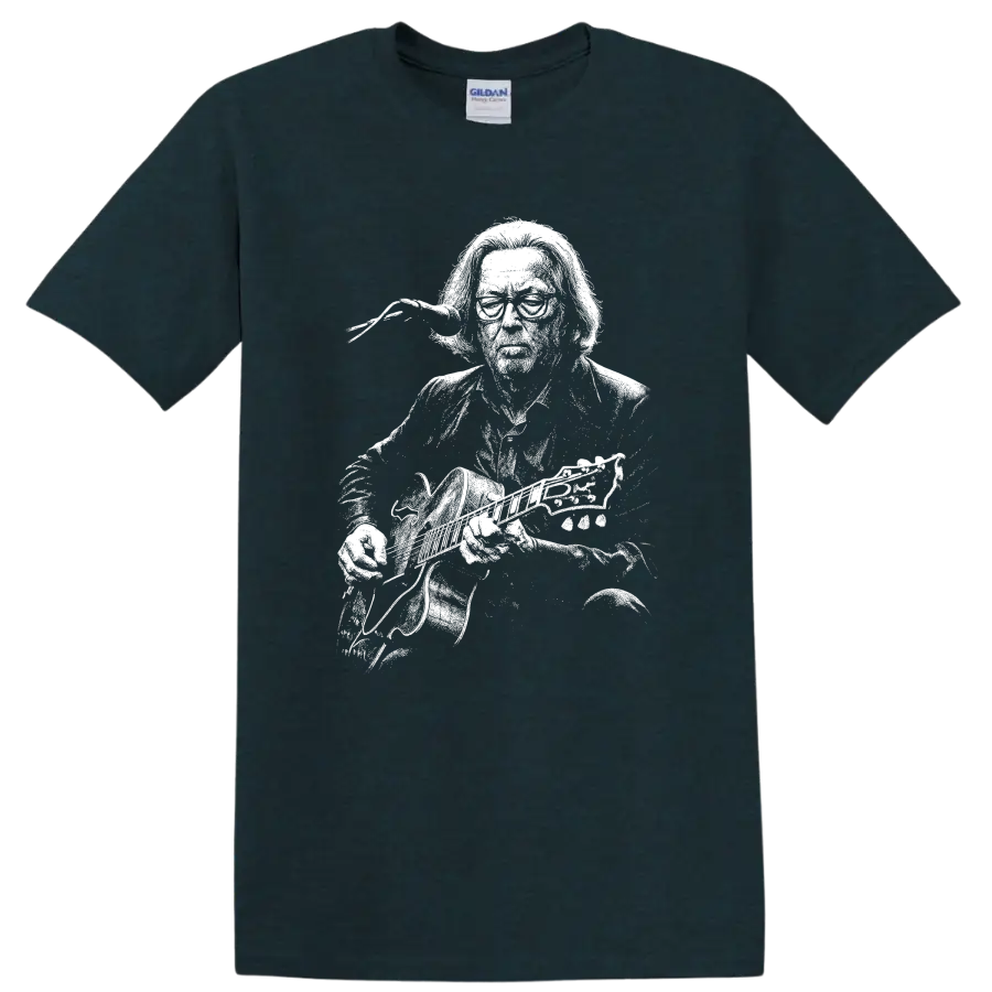 Eric Clapton Rock Legends Silhouette Guitar T Shirt - Midnight (Green)