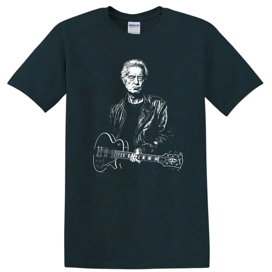 Jimmy Page Led Zeppelin Rock Legends Tribute T Shirt for Fans - Midnight (Green)