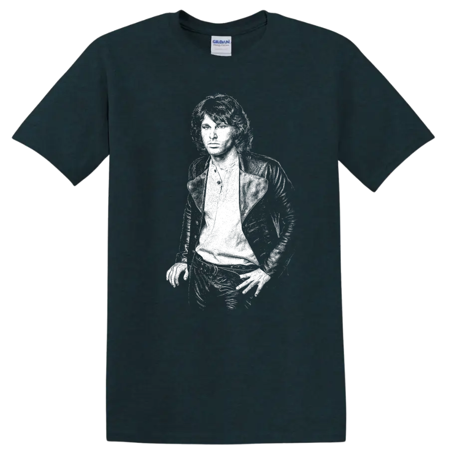 Jim Morrison The Doors Rock Legends Portrait T Shirt - Midnight (Green)
