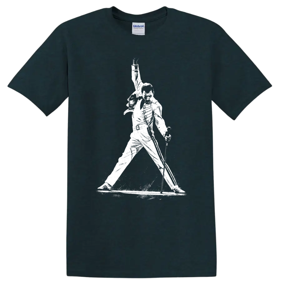 Freddie Mercury Queen Rock Legends Tribute T Shirt Unisex Music Fan Tee - Midnight (Green)