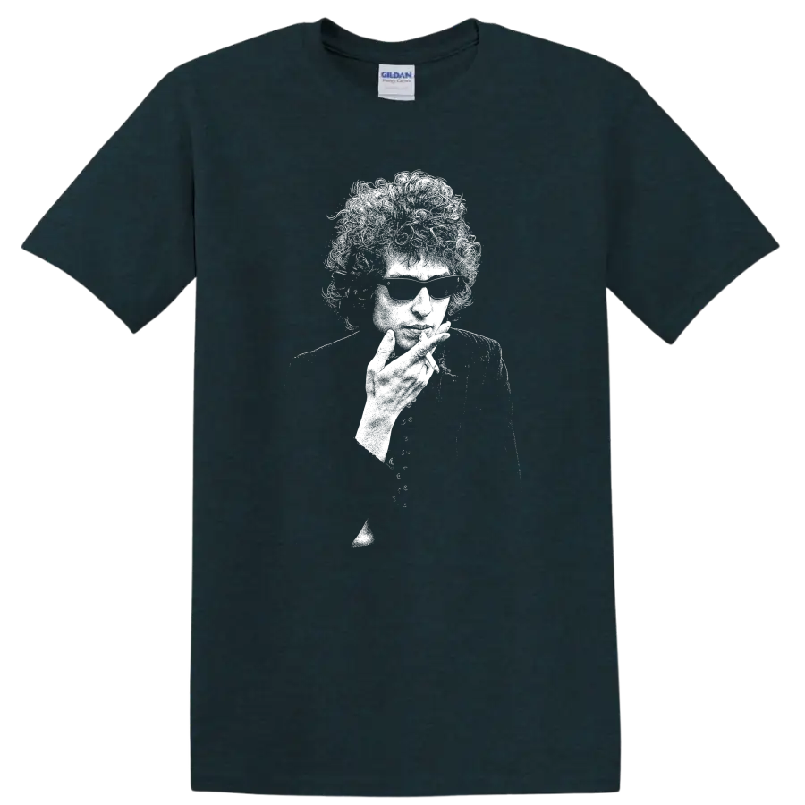Bob Dylan Rock Legends Silhouette Classic Music T Shirt - Midnight (Green)