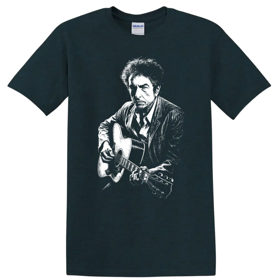 Bob Dylan Rock Legends Portrait T Shirt Classic Music Icon - Midnight (Green)