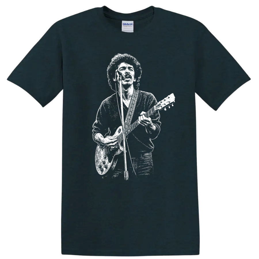 Carlos Santana Rock Legends Guitar Silhouette T Shirt - Midnight (Green)