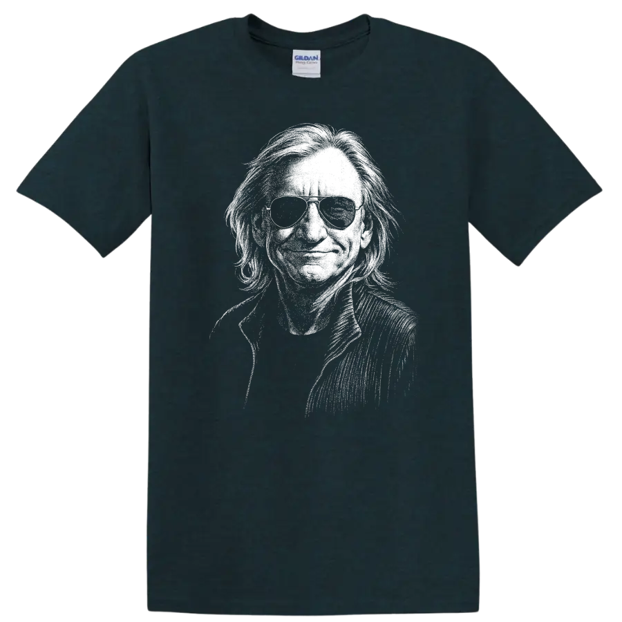 Joe Walsh Eagles Rock Legends Distressed Portrait T Shirt - Midnight (Green)