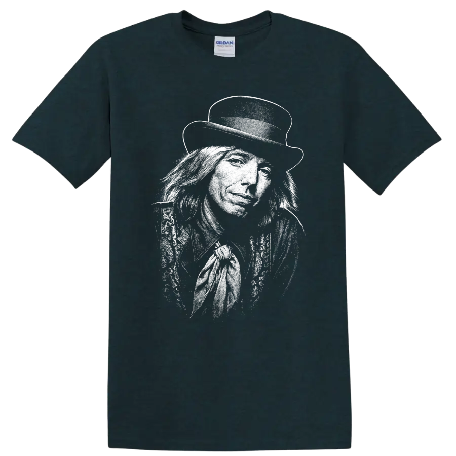 Tom Petty and the Heartbreakers Rock Legends T Shirt Vintage Band Logo - Midnight (Green)