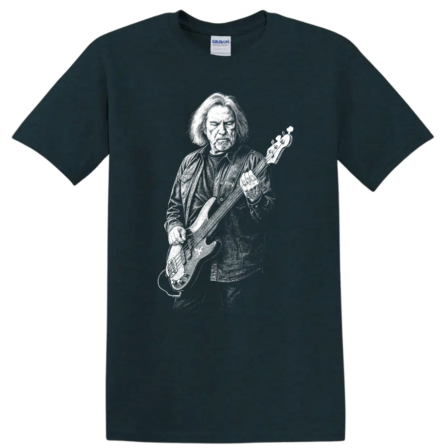 Geezer Butler Black Sabbath Rock Legends T Shirt Vintage Music Fan Tee - Midnight (Green)