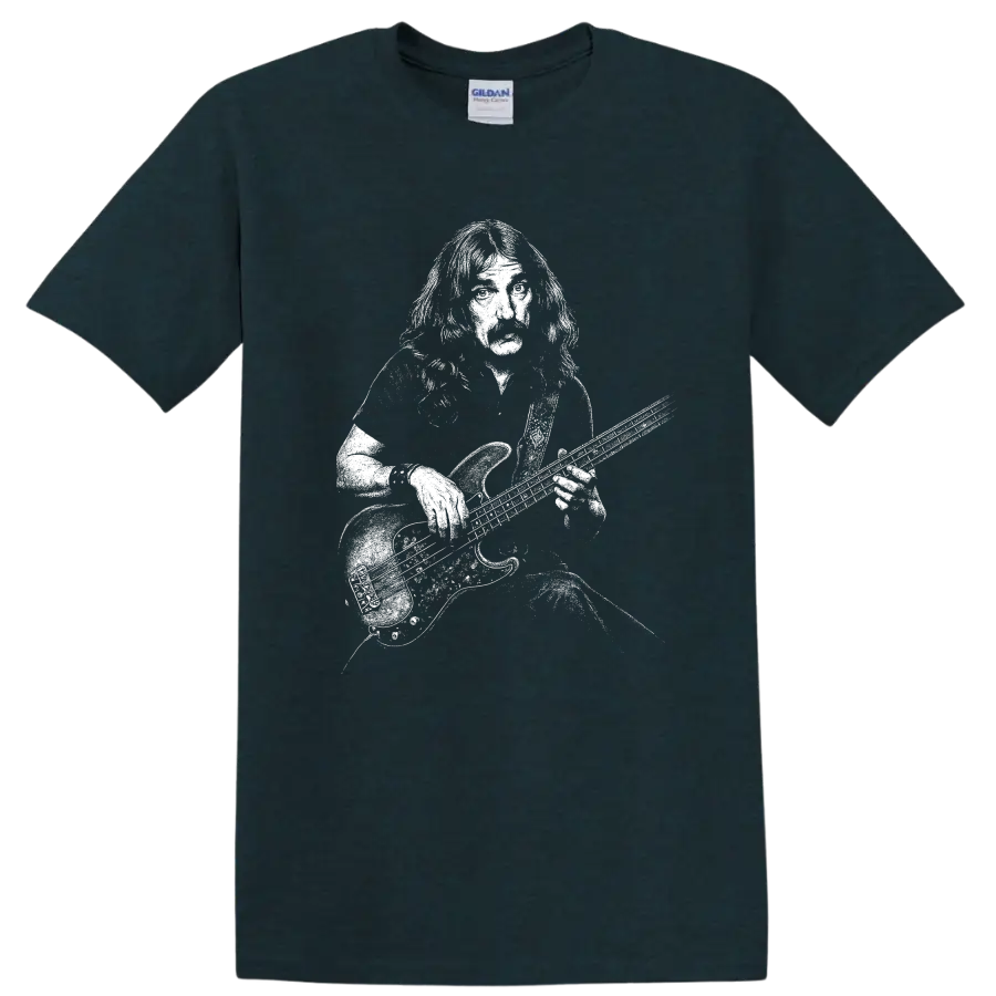 Geezer Butler Black Sabbath Rock Legends T Shirt for Classic Metal Fans - Midnight (Green)