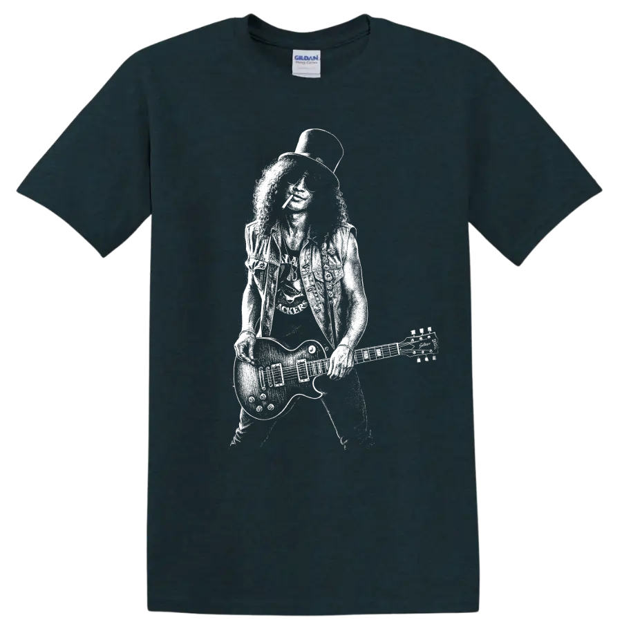 Slash Guns N' Roses Rock Legends Graphic T Shirt for Fans - Midnight (Green)