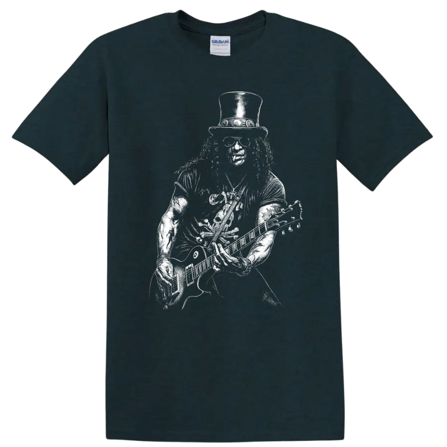 Slash Guns N' Roses Rock Legends White Logo T Shirt for Fans - Midnight (Green)