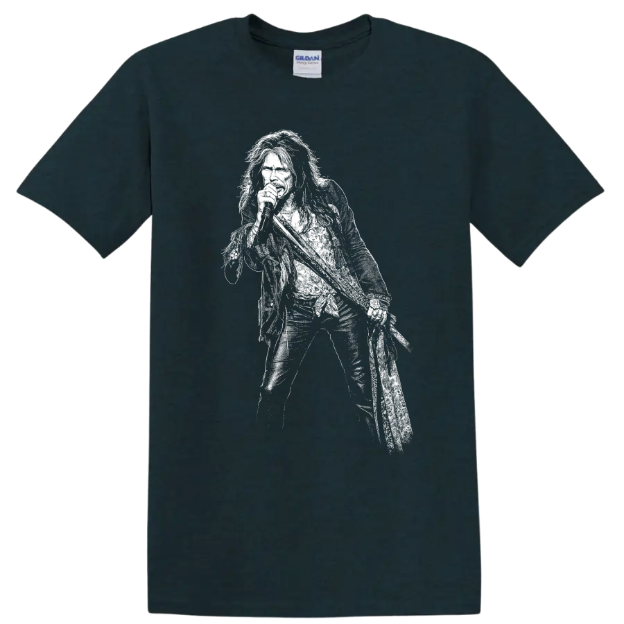 Steven Tyler Aerosmith Rock Legends White Silhouette T Shirt - Midnight (Green)