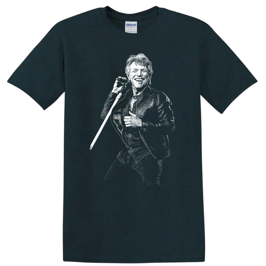 Jon Bon Jovi Rock Legends Silhouette Tribute T Shirt - Midnight (Green)