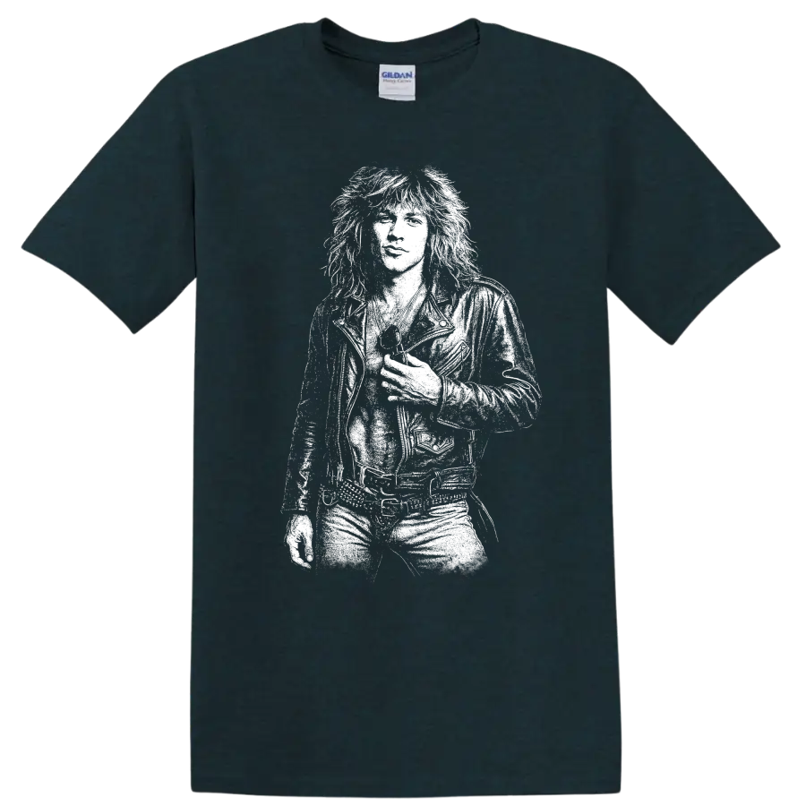 Jon Bon Jovi Rock Legends Tribute T Shirt for Classic Music Fans - Midnight (Green)