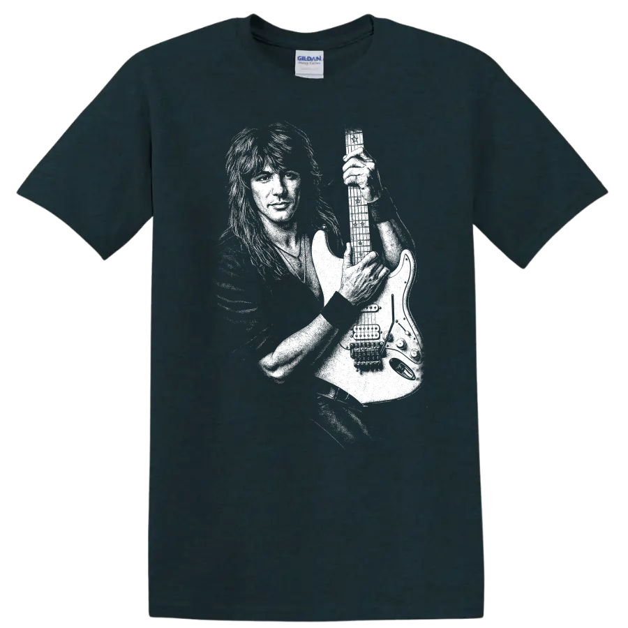 Richie Sambora Bon Jovi Rock Legends Guitar Silhouette T Shirt - Midnight (Green)