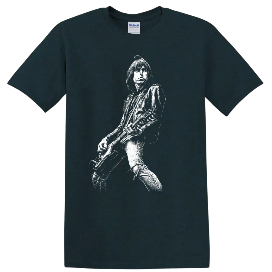 Joey Ramone Ramones Rock Legends Punk Tribute T Shirt - Midnight (Green)