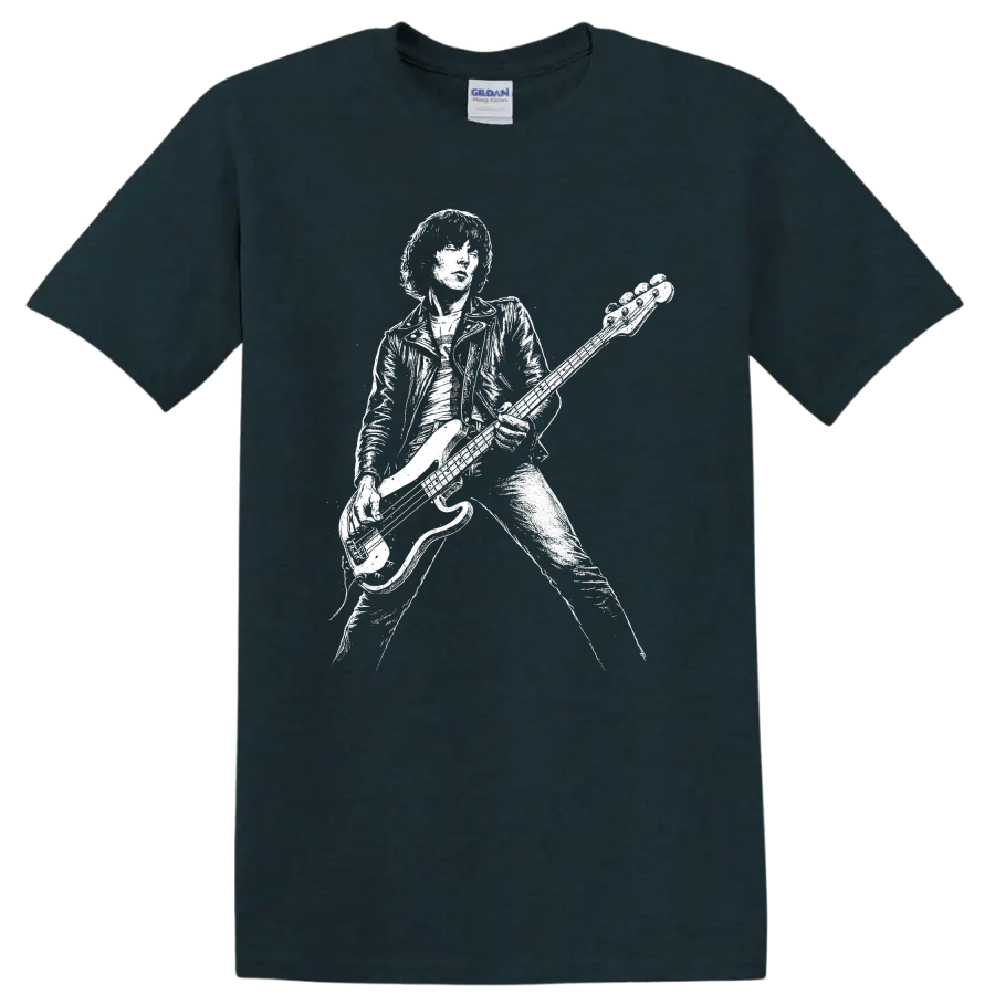Dee Dee Ramone Ramones Rock Legends White Silhouette T Shirt - Midnight (Green)