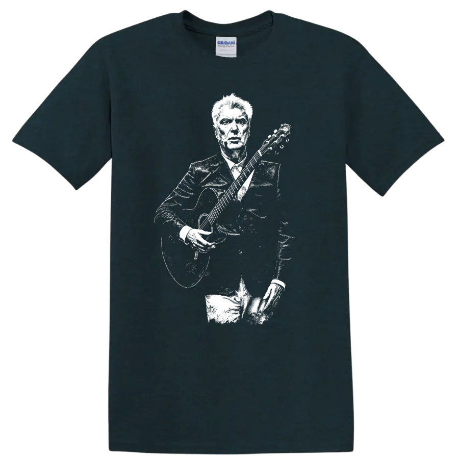 David Byrne Talking Heads Rock Legends Graphic T Shirt for Music Fans - Midnight (Green)