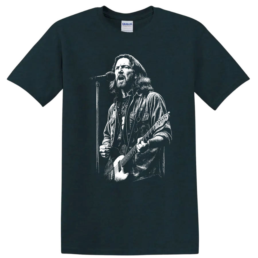 Eddie Vedder Pearl Jam Rock Legends Silhouette T Shirt - Midnight (Green)