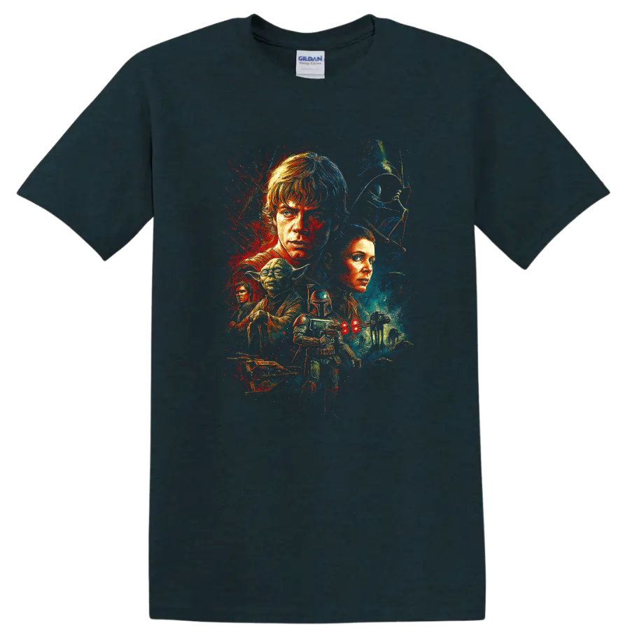 Star Wars A New Hope vintage character collage artwork on a Midnight (Green) T Shirt