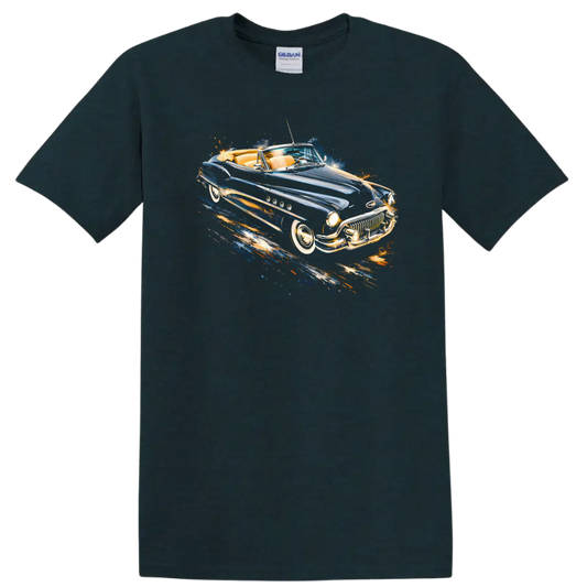 1951 Buick Super Convertible vintage car graphic print with blue and chrome - Midnight (Green)
