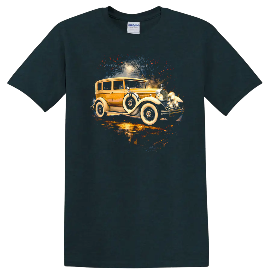1928 Packard vintage car graphic print on T shirt on a Midnight (Green) T Shirt