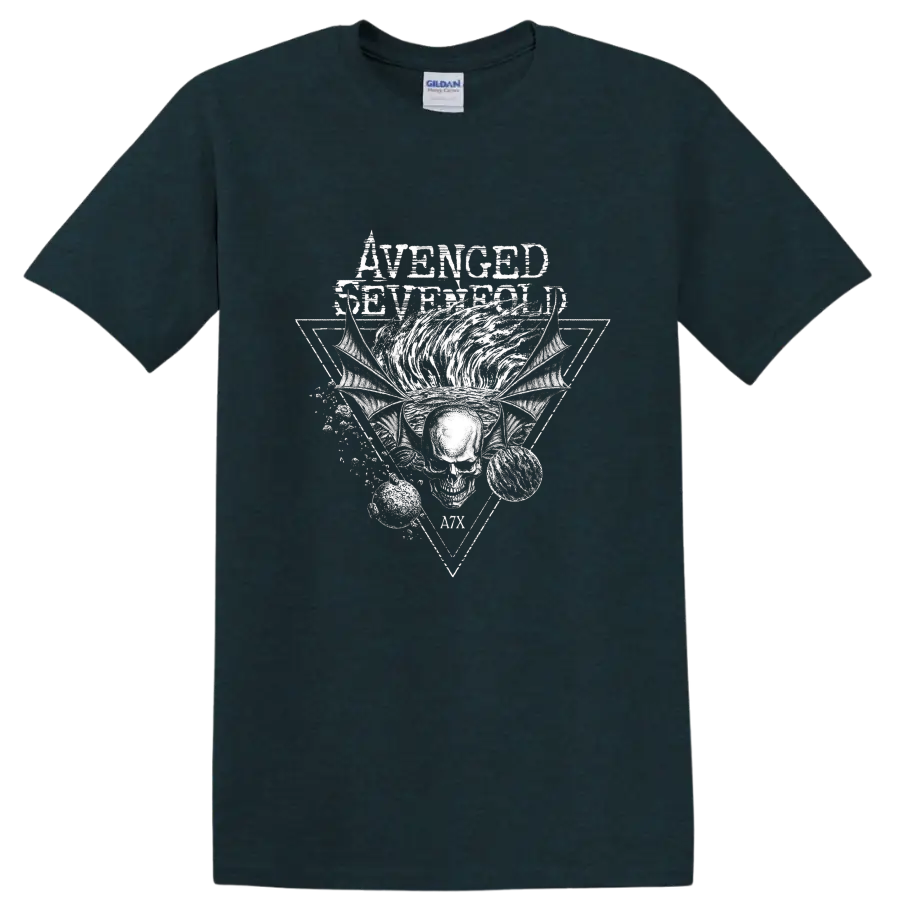 Avenged Sevenfold A7X skull wings vintage rock band graphic - Midnight (Green)