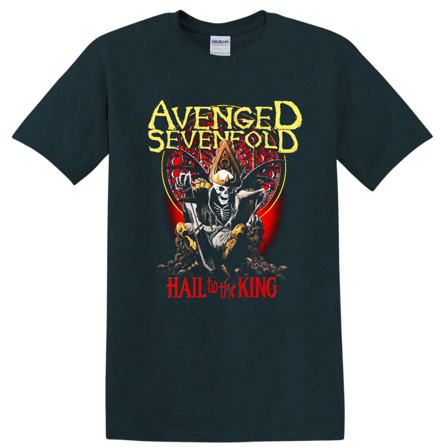 Avenged Sevenfold A7X Hail to the King skull graphic T - Midnight (Green)