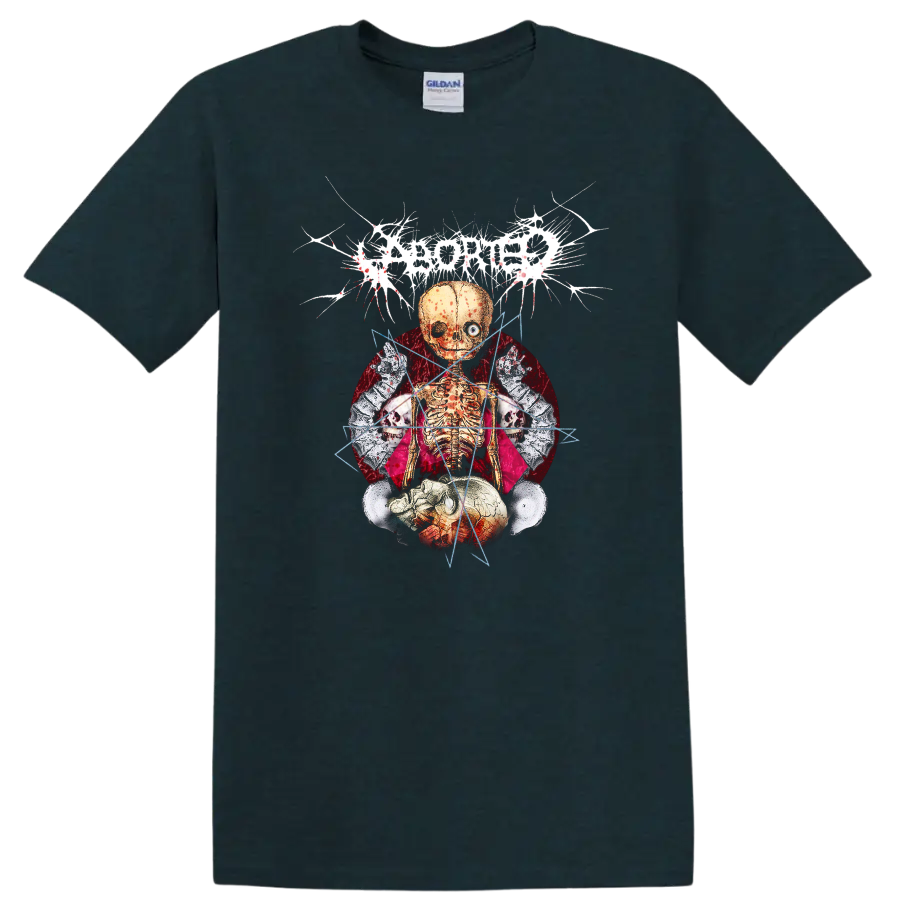 ABORTED-inspired skull skeleton rock metal graphic print - Midnight (Green)