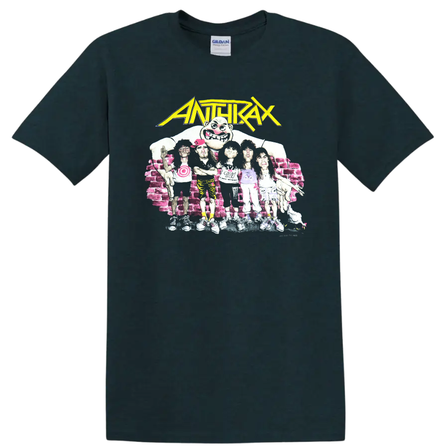 Anthrax band graphic print T Shirt with vintage cartoon concert - Midnight (Green)