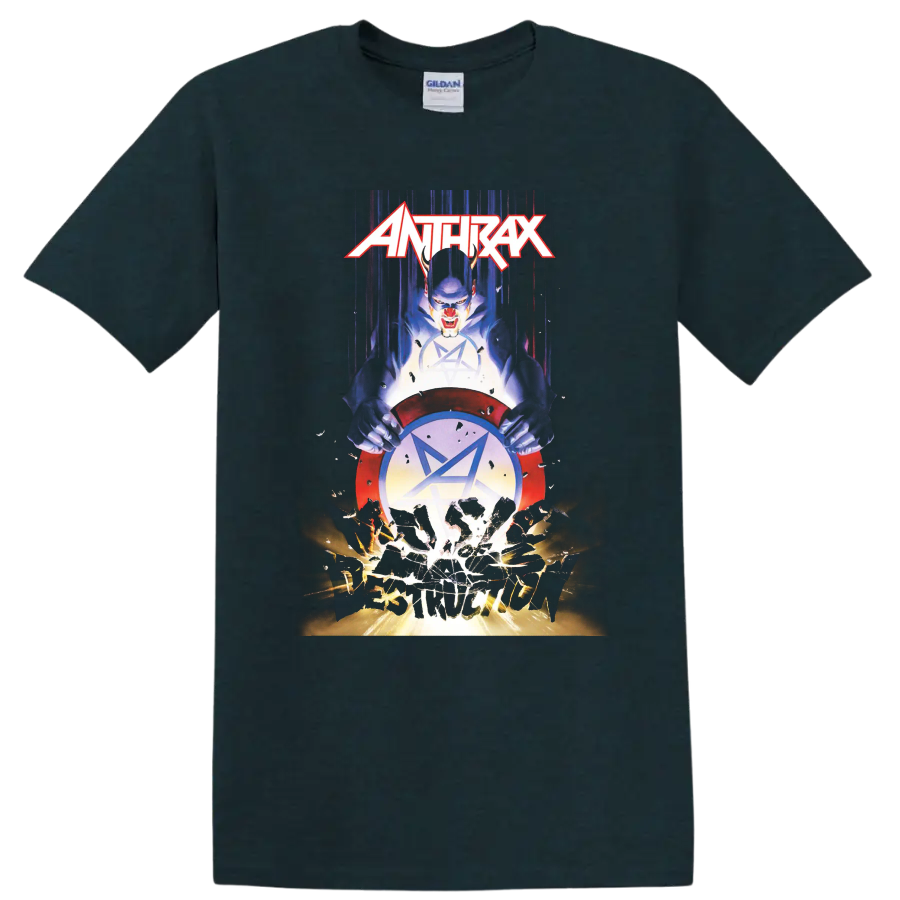 Anthrax rock metal graphic print T shirt with bold illustrated band - Midnight (Green)