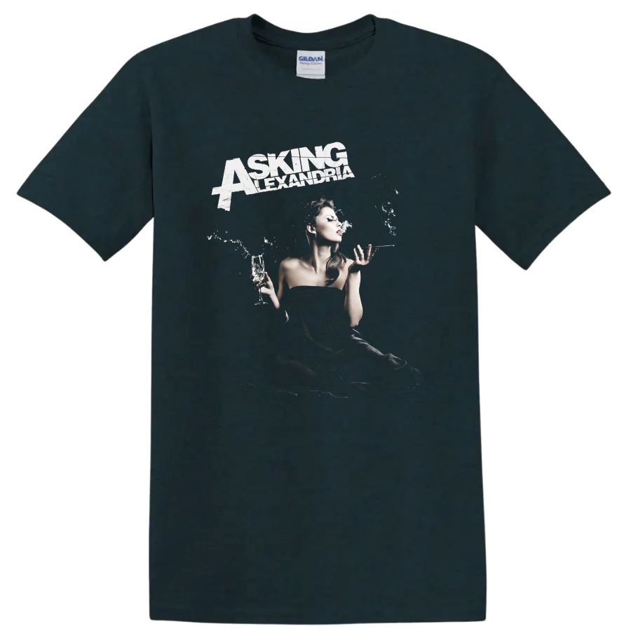 Asking Alexandria graphic print T shirt with smoky band - Midnight (Green)