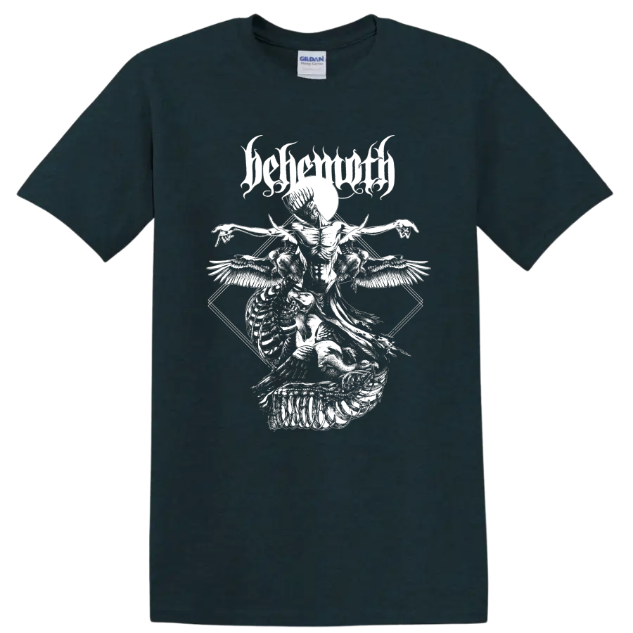 BEHEMOTH gothic metal graphic print with winged skeletal figure on T - Midnight (Green)