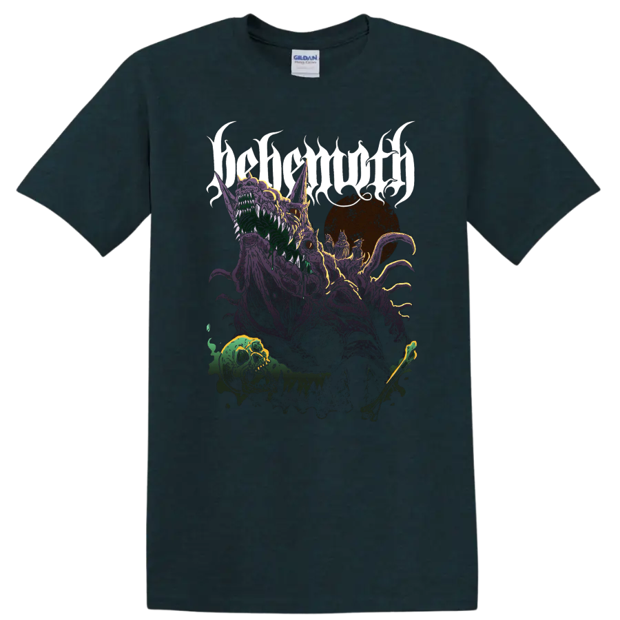 BEHEMOTH gothic band graphic with monstrous illustration on T - Midnight (Green)