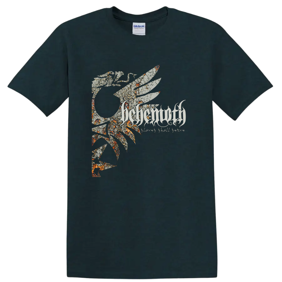 BEHEMOTH logo with distressed spiked emblem graphic print T - Midnight (Green)
