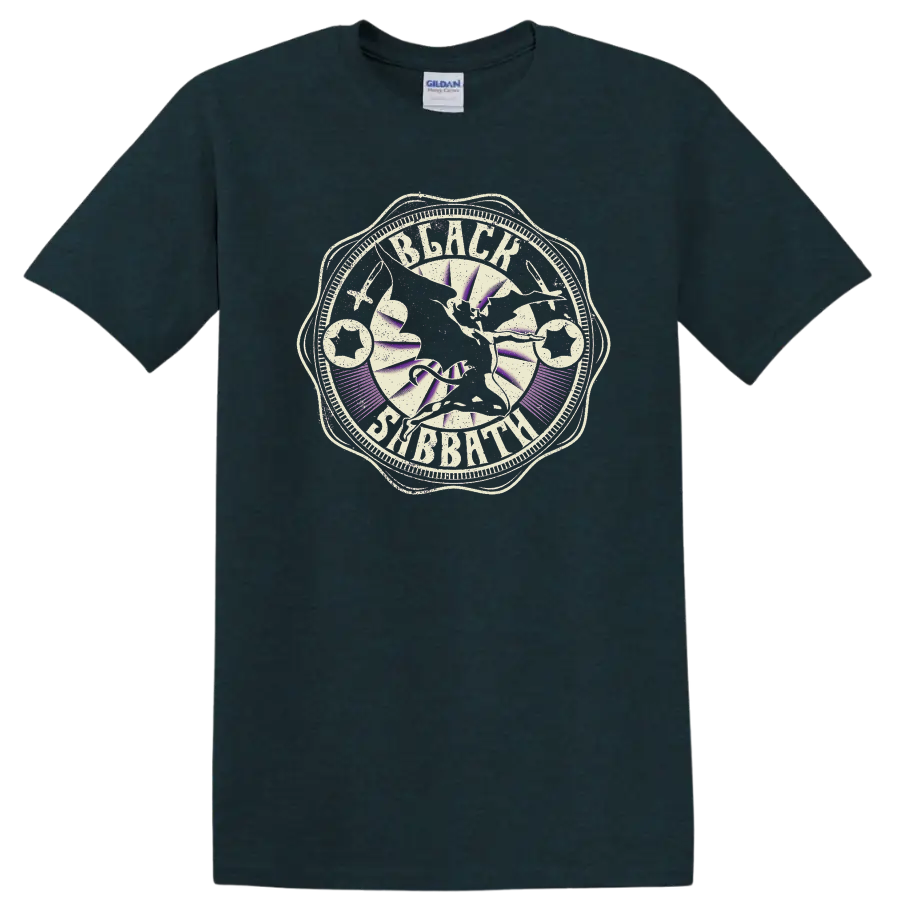 Black Sabbath distressed vintage band logo graphic print T - Midnight (Green)