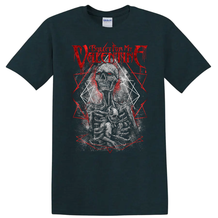 Bullet for My Valentine skull graphic with red distressed text on a - Midnight (Green)