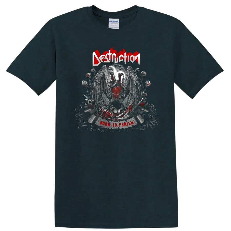 Destruction Born To Perish heavy metal graphic print T-shirt with winged skull - Midnight (Green)