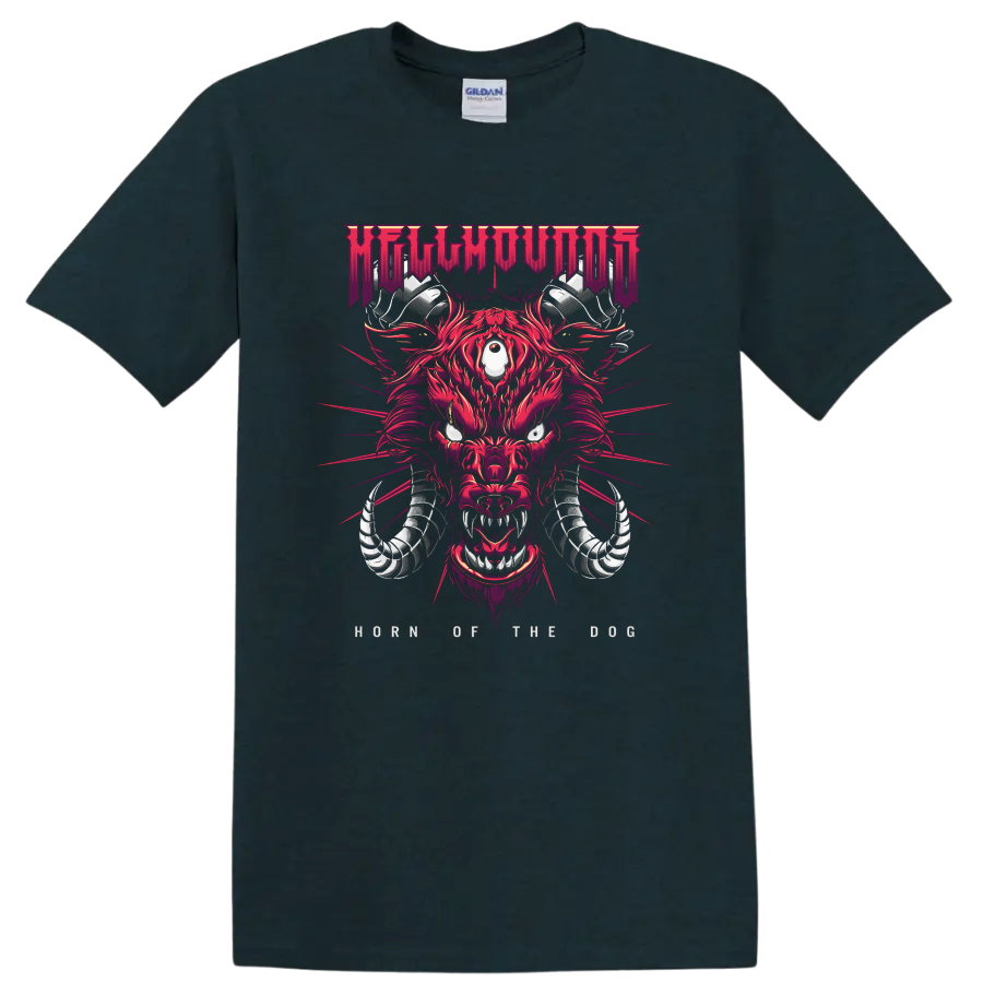 HELLHOUND hellhound beast graphic T shirt with fiery red and purple metal - Midnight (Green)