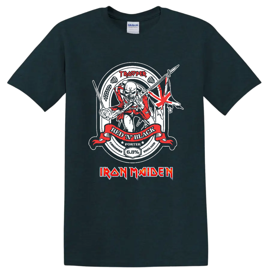 IRON MAIDEN Trooper skull battle graphic print T - Midnight (Green)